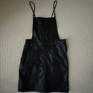 Pleather Overalls Mini Dress
